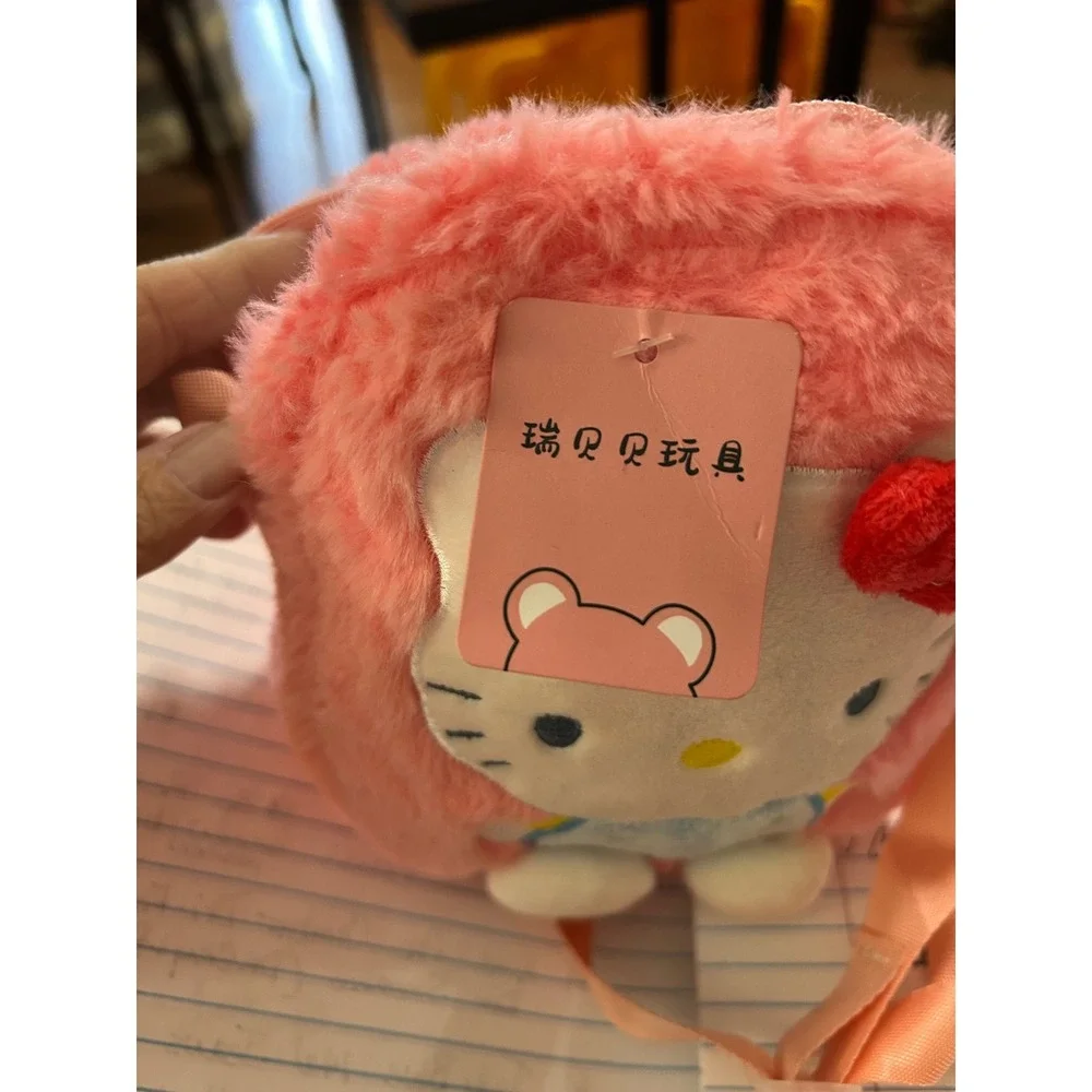 Hello Kitty Plush Crossbody Bag Pink Faux Fur Kids Shoulder Purse Sanrio‎ Style